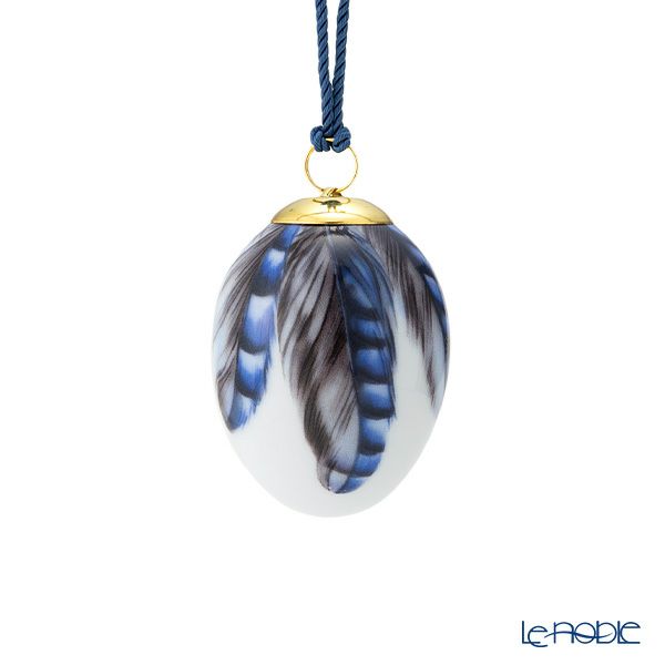 ロイヤルコペンハーゲン（Royal Copenhagen）スプリングコレクション 2025 イースターエッグ ユーラシアンジェイ ビッグフェザー H6cm 1074936※画像の紐のお色は一例※