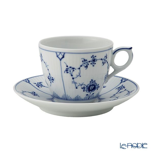 ロイヤルコペンハーゲン（Royal Copenhagen） ブルー フルーテッド プレイン コーヒーカップ＆ソーサー 160ml 1101071／1017173