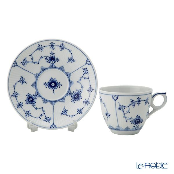 ロイヤルコペンハーゲン（Royal Copenhagen） ブルー フルーテッド プレイン コーヒーカップ＆ソーサー 160ml 1101071／1017173