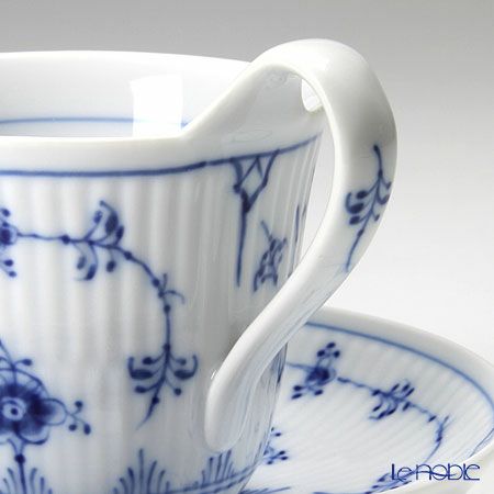 ロイヤルコペンハーゲン（Royal Copenhagen） ブルー フルーテッド プレイン ティーカップ＆ソーサー（ハイハンドル） 240ml 1101092／1017176