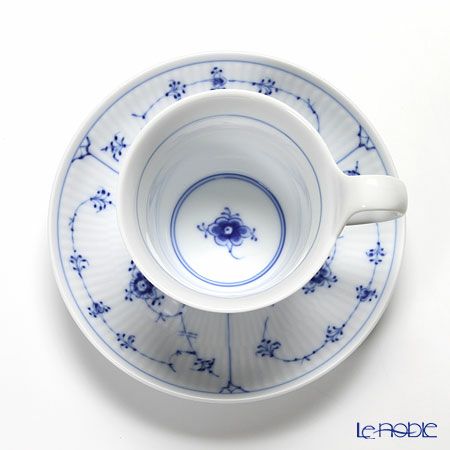 ロイヤルコペンハーゲン（Royal Copenhagen） ブルー フルーテッド プレイン ティーカップ＆ソーサー（ハイハンドル） 240ml 1101092／1017176