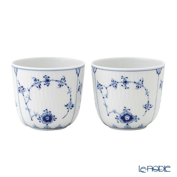 ロイヤルコペンハーゲン（Royal Copenhagen） ブルー フルーテッド プレイン カップ ペア 7.5×H6cm 130ml 1101149／1062453
