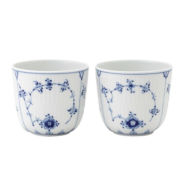 ロイヤルコペンハーゲン（Royal Copenhagen） ブルー フルーテッド プレイン カップ ペア 7.5×H6cm 130ml 1101149／1062453