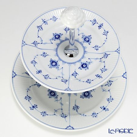 ロイヤルコペンハーゲン（Royal Copenhagen） ブルー フルーテッド プレイン 2段ケーキスタンド 24cm 組立式 1101437／1016764