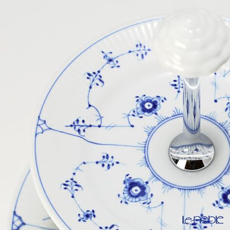 ロイヤルコペンハーゲン（Royal Copenhagen） ブルー フルーテッド プレイン 2段ケーキスタンド 24cm 組立式 1101437／1016764