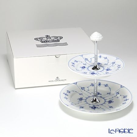 ロイヤルコペンハーゲン（Royal Copenhagen） ブルー フルーテッド プレイン 2段ケーキスタンド 24cm 組立式 1101437／1016764