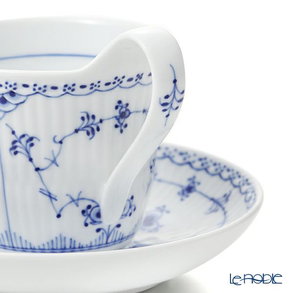 ロイヤルコペンハーゲン（Royal Copenhagen） ブルー フルーテッド ハーフレース ティーカップ＆ソーサー ハイハンドル 240ml 1102092／1055308