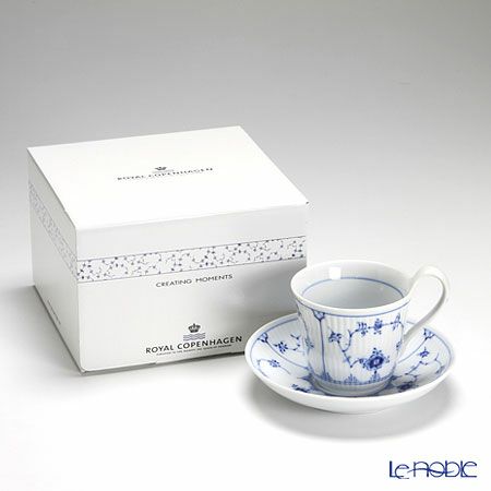 ロイヤルコペンハーゲン（Royal Copenhagen） ブルー フルーテッド ハーフレース ハイハンドルカップ＆ソーサー（ミニ） 170ml 1102095