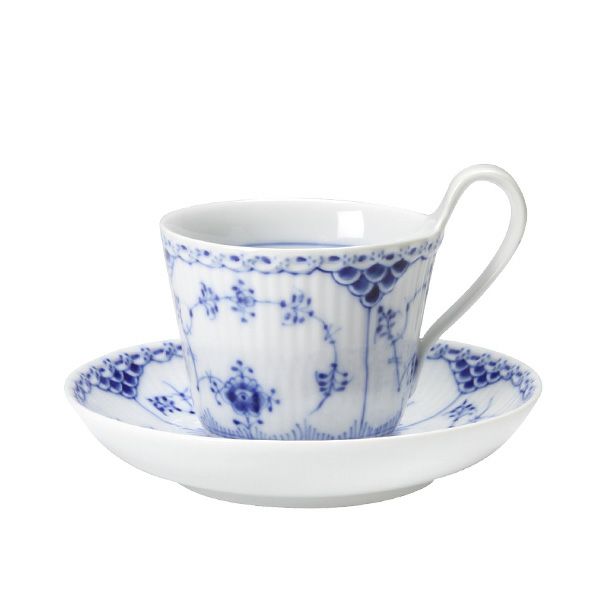 ロイヤルコペンハーゲン（Royal Copenhagen） ブルー フルーテッド ハーフレース ハイハンドルカップ＆ソーサー（ミニ） 170ml 1102095