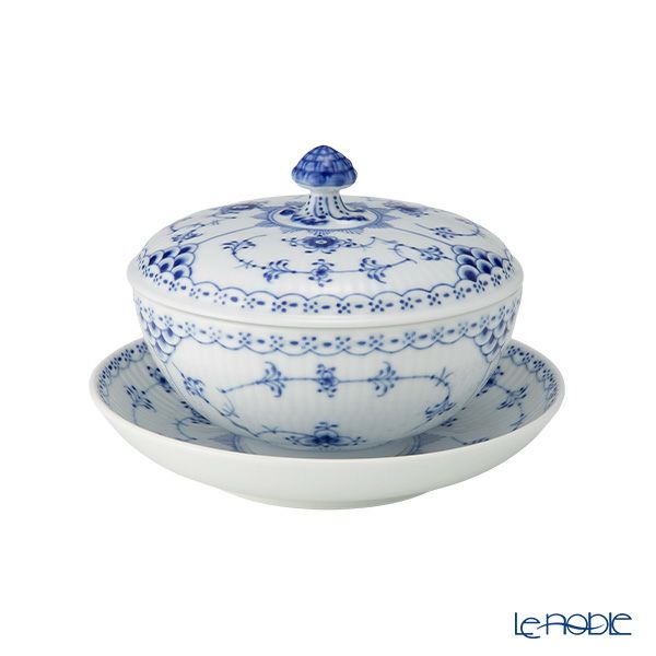 ロイヤルコペンハーゲン（Royal Copenhagen） ブルー フルーテッド ハーフレース ボウル ＆ ソーサー蓋付 380ml 1102277／1066921