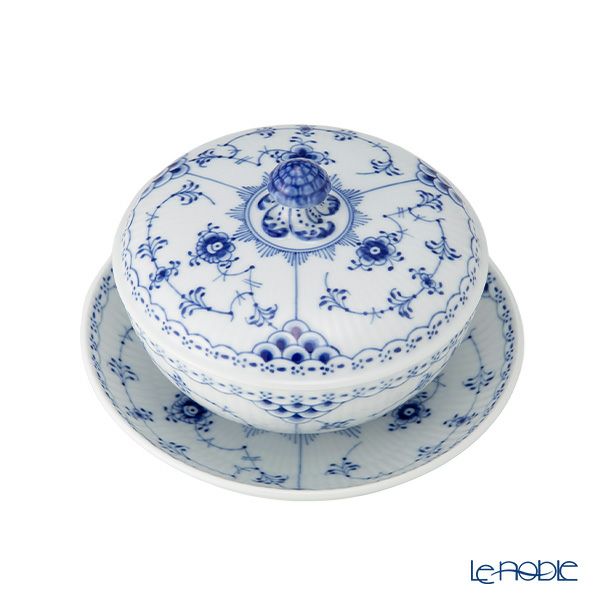 ロイヤルコペンハーゲン（Royal Copenhagen） ブルー フルーテッド ハーフレース ボウル ＆ ソーサー蓋付 380ml 1102277／1066921