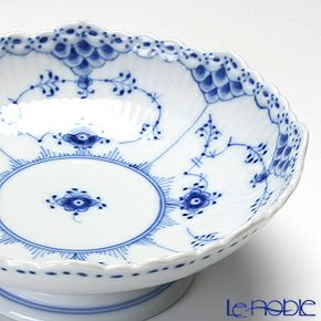 ロイヤルコペンハーゲン（Royal Copenhagen） ブルー フルーテッド ハーフレース ケーキ皿（脚付） 6×17.5cm 1102427
