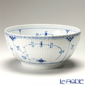 ロイヤルコペンハーゲン（Royal Copenhagen） ブルー フルーテッド ハーフレース サラダボウル（L） 10.5×24.5cm 1102579／1017220