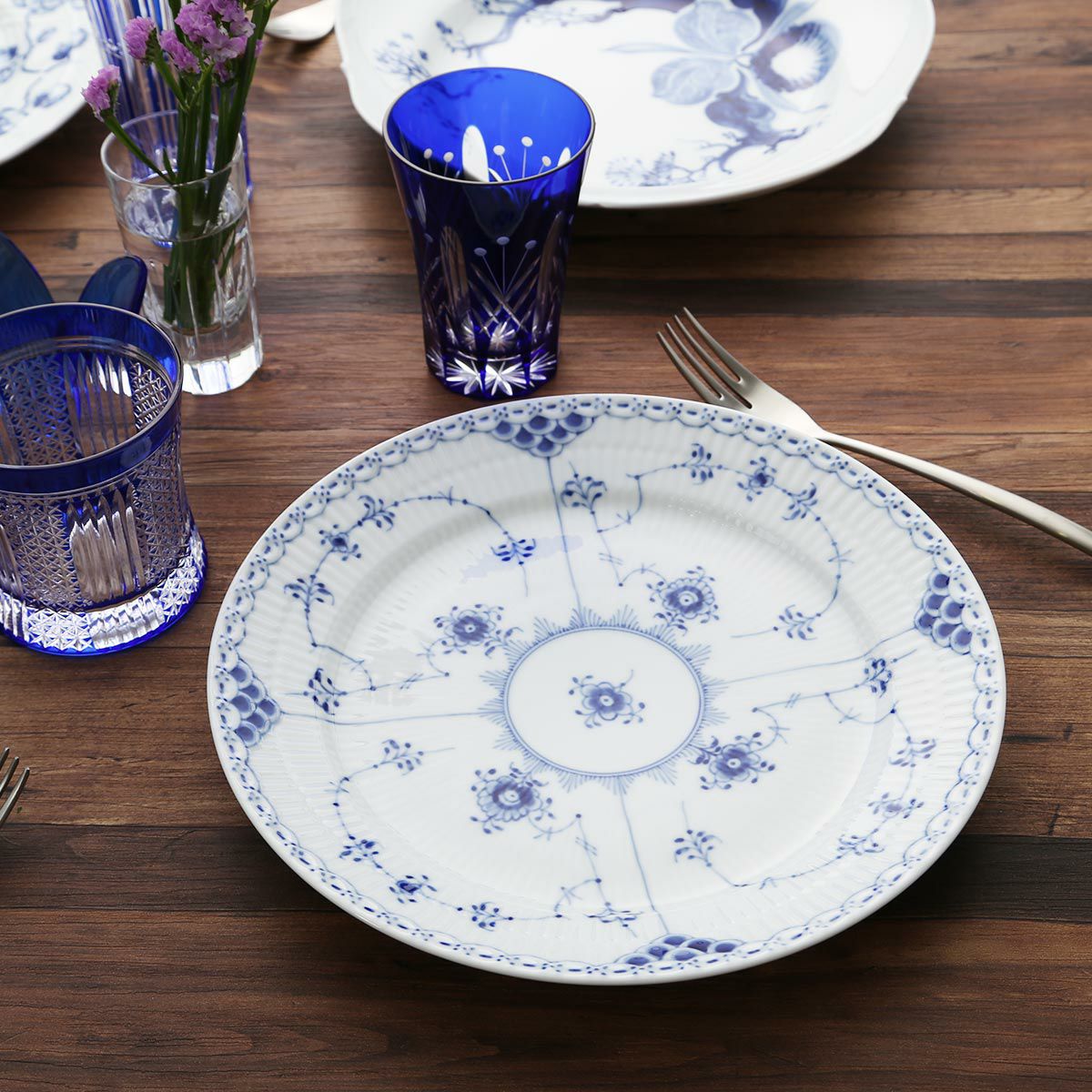 ロイヤルコペンハーゲン（Royal Copenhagen） ブルー フルーテッド ハーフレース プレート（フラット） 22cm 1102622／1017223