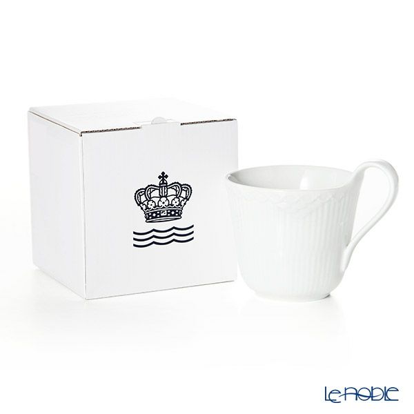 ロイヤルコペンハーゲン（Royal Copenhagen） ホワイト フルーテッド ハーフレース ハイハンドル マグ 330ml 1128090／1026446