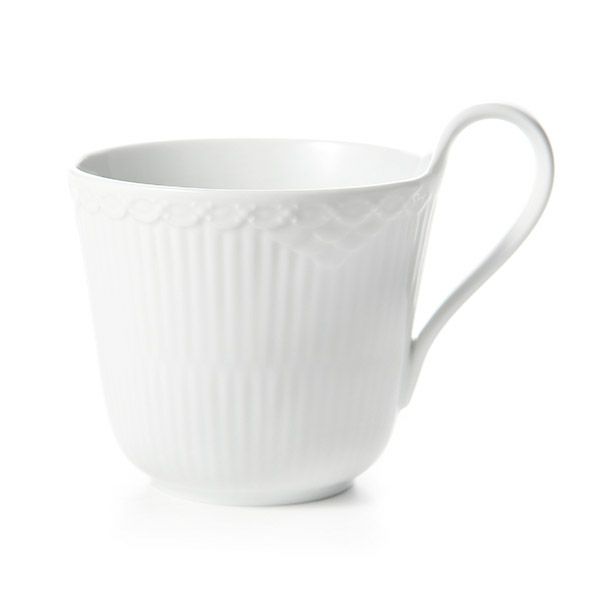 ロイヤルコペンハーゲン（Royal Copenhagen） ホワイト フルーテッド ハーフレース ハイハンドル マグ 330ml 1128090／1026446
