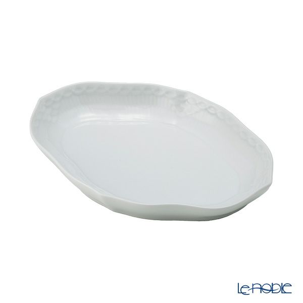 ロイヤルコペンハーゲン（Royal Copenhagen） ホワイト フルーテッド ハーフレース ディッシュ 22×15.5cm 1128353／1017283