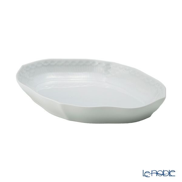 ロイヤルコペンハーゲン（Royal Copenhagen） ホワイト フルーテッド ハーフレース ディッシュ 22×15.5cm 1128353／1017283