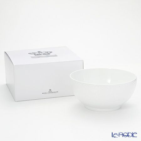ロイヤルコペンハーゲン（Royal Copenhagen） ホワイト フルーテッド ハーフレース サラダボウル（L） 24.5cm 1128579／1017290