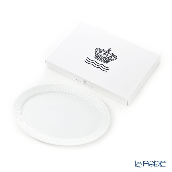 ロイヤルコペンハーゲン（Royal Copenhagen） ホワイト フルーテッド ハーフレース オーバルディッシュ 28cm 1128626／1016792