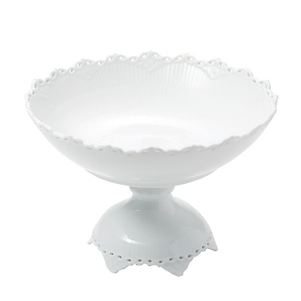 ロイヤルコペンハーゲン（Royal Copenhagen） ホワイト フルーテッド フルレース コンポート 直径28×17.5cm 1132429／1052695