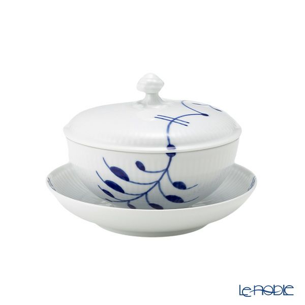 ロイヤルコペンハーゲン（Royal Copenhagen） ブルーフルーテッドメガ ボウル＆ソーサー 蓋つき 380ml／12.5x6cm 2381277／1064776