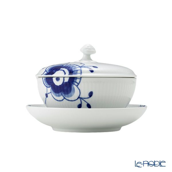 ロイヤルコペンハーゲン（Royal Copenhagen） ブルーフルーテッドメガ ボウル＆ソーサー 蓋つき 380ml／12.5x6cm 2381277／1064776