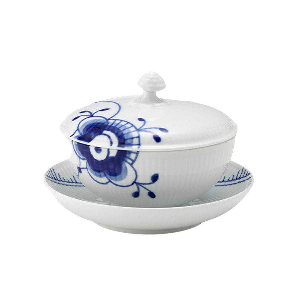 ロイヤルコペンハーゲン（Royal Copenhagen） ブルーフルーテッドメガ ボウル＆ソーサー 蓋つき 380ml／12.5x6cm 2381277／1064776
