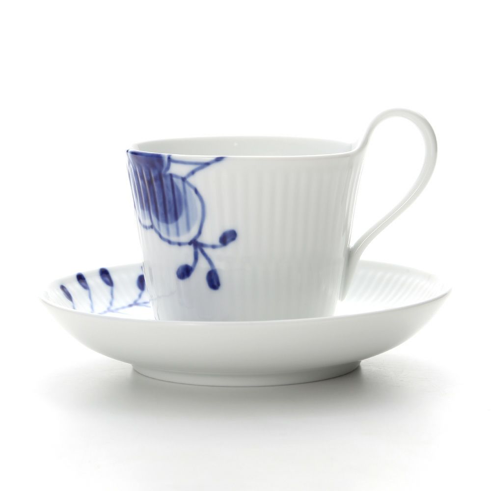 ロイヤルコペンハーゲン（Royal Copenhagen） ブルー フルーテッド メガ ティーカップ＆ソーサー（ハイハンドル） 240ml 2382092／1016909