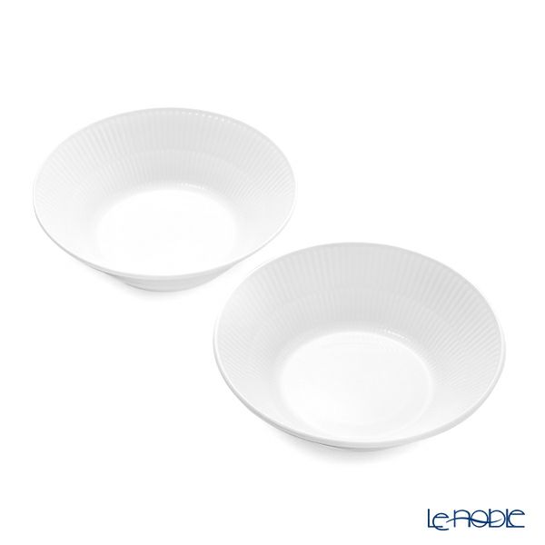 ロイヤルコペンハーゲン（Royal Copenhagen） ホワイト フルーテッド プレイン ディーププレート ペア 17×5cm 2408012／1016914