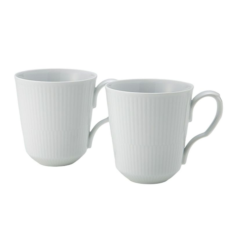 ロイヤルコペンハーゲン（Royal Copenhagen） ホワイト フルーテッド プレイン マグ（L） ペア 380ml 2408043／1016918