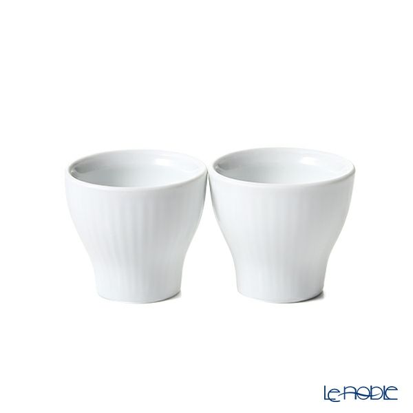 ロイヤルコペンハーゲン（Royal Copenhagen） ホワイト フルーテッド プレイン エッグカップ／エッグスタンド ペア 2408703／1016942