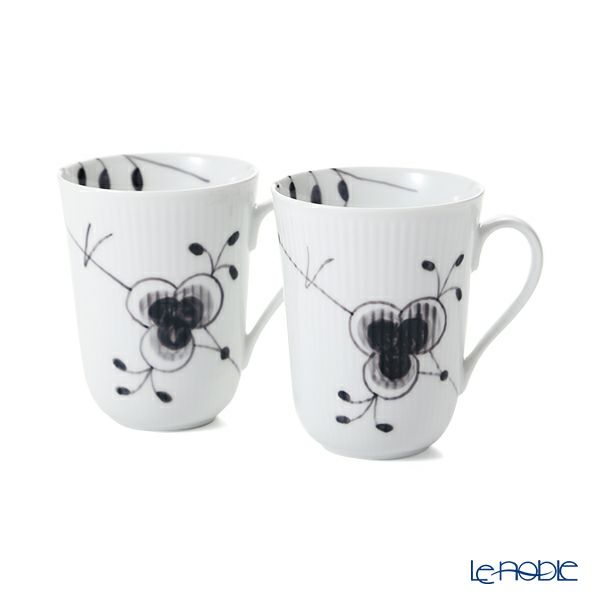ロイヤルコペンハーゲン（Royal Copenhagen） ブラック フルーテッド メガ マグカップ 350ml ペア 2541039／1017459