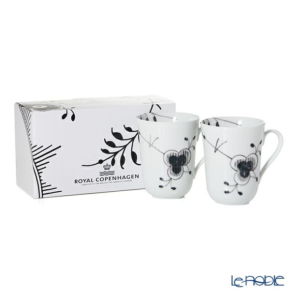ロイヤルコペンハーゲン（Royal Copenhagen） ブラック フルーテッド メガ マグカップ 350ml ペア 2541039／1017459
