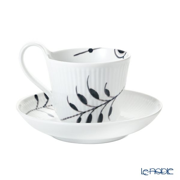 ロイヤルコペンハーゲン（Royal Copenhagen） ブラック フルーテッド メガ ティーカップ＆ソーサー（ハイハンドル） 2542092／1017037