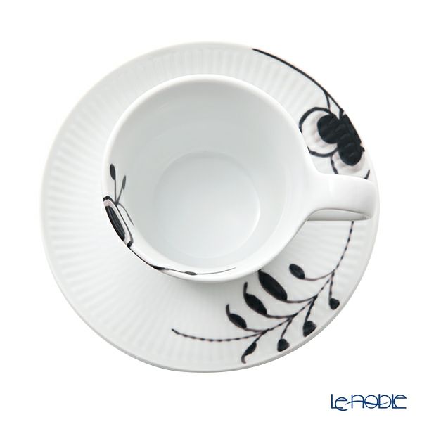 ロイヤルコペンハーゲン（Royal Copenhagen） ブラック フルーテッド メガ ティーカップ＆ソーサー（ハイハンドル） 2542092／1017037