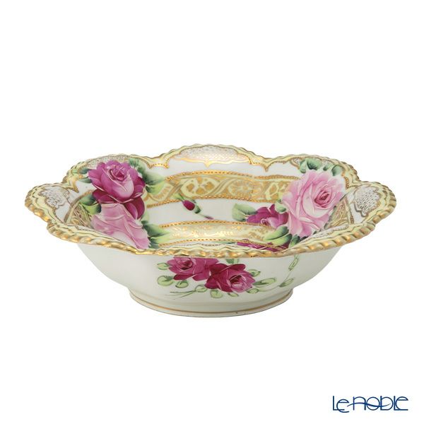 【1点限り】オールドノリタケ 金点盛り 薔薇文 ボウルセット 花型 7pcs