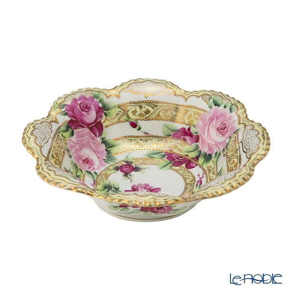 【1点限り】オールドノリタケ 金点盛り 薔薇文 ボウルセット 花型 7pcs