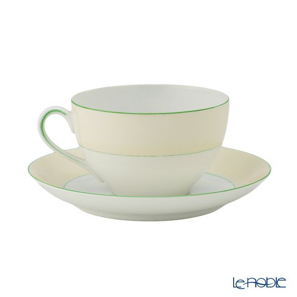 【1点限り】オールドノリタケ 黄緑枠クリーム帯 黄花文 トリオセット ティー