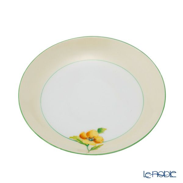 【1点限り】オールドノリタケ 黄緑枠クリーム帯 黄花文 トリオセット ティー