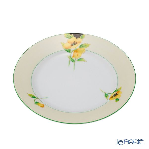 【1点限り】オールドノリタケ 黄緑枠クリーム帯 黄花文 トリオセット ティー