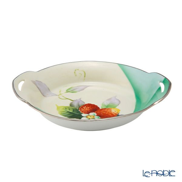 【1点限り】オールドノリタケ アールデコ 銀彩苺文 ボウル 両手付