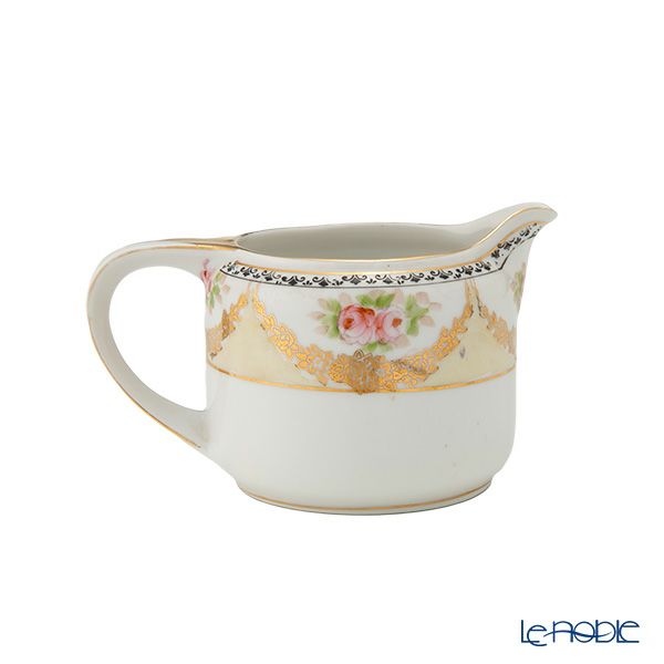 【1点限り】オールドノリタケ 金彩黒花模様帯 小薔薇文 ティーセット 6客揃え 17pcs