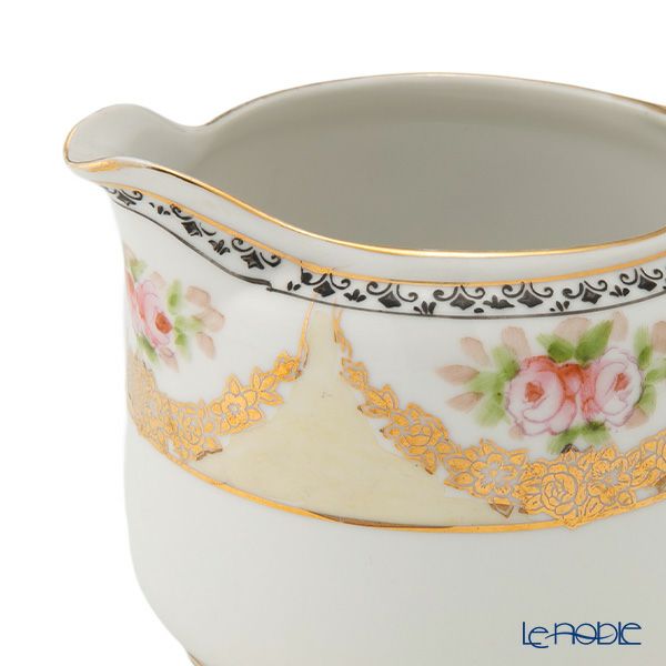 【1点限り】オールドノリタケ 金彩黒花模様帯 小薔薇文 ティーセット 6客揃え 17pcs