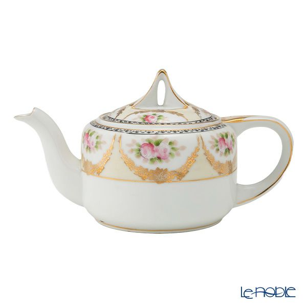 【1点限り】オールドノリタケ 金彩黒花模様帯 小薔薇文 ティーセット 6客揃え 17pcs