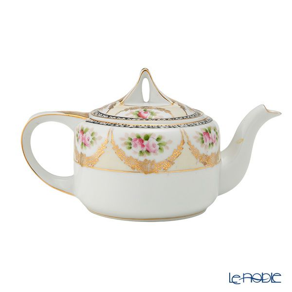 【1点限り】オールドノリタケ 金彩黒花模様帯 小薔薇文 ティーセット 6客揃え 17pcs