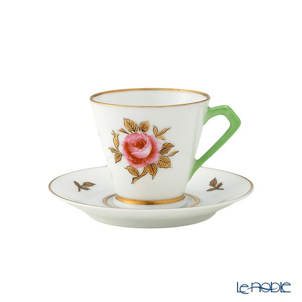 【1点限り】オールドノリタケ 金彩 薔薇文 デミタスカップ＆ソーサー 黄緑