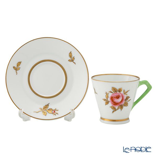 【1点限り】オールドノリタケ 金彩 薔薇文 デミタスカップ＆ソーサー 黄緑