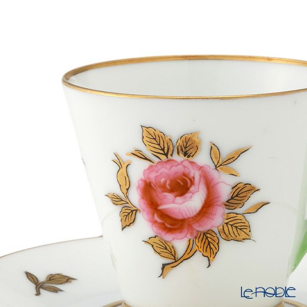 【1点限り】オールドノリタケ 金彩 薔薇文 デミタスカップ＆ソーサー 黄緑