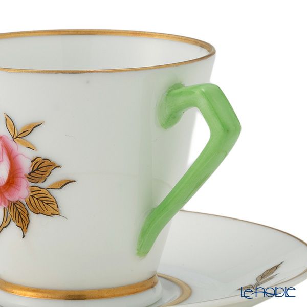 【1点限り】オールドノリタケ 金彩 薔薇文 デミタスカップ＆ソーサー 黄緑